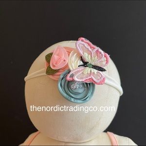 Chandelier Butterfly Girls Dress & Headband Embroidered Butterflies Accents sz3t